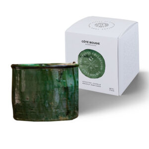 Bougie parfumée menthe et thé pot en argile vernissé Tamegroute Maroc Coté Bougies